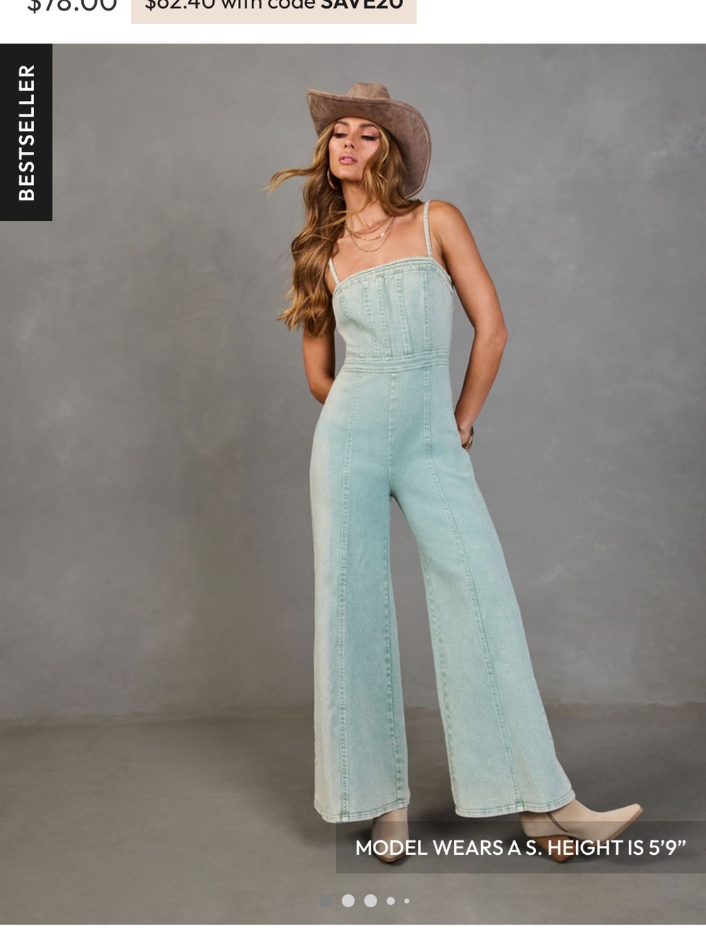 Vici Sage Wide-Leg Denim Jumpsuit